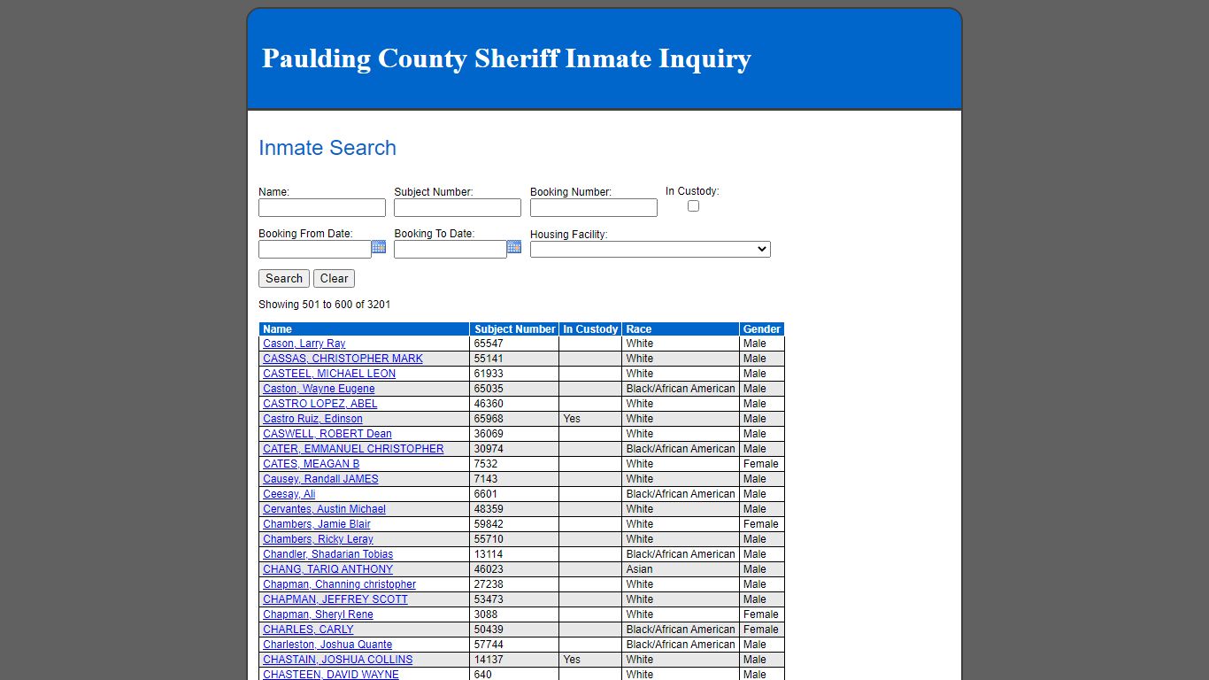 Inmate Search - inmate.paulding.gov:9443